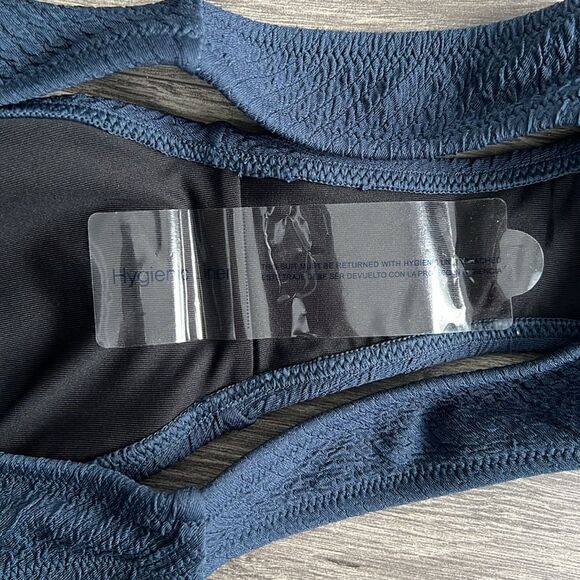J.CREW Textured Cheeky Bikini Bottom XS Midnight Blue Curved Waist High Cut NWT - Picture 5 of 6